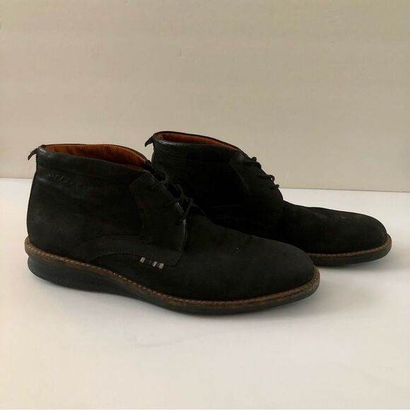 Ecco Men\'s Black Suede Leather Chukka Boots Extra Width Size EU 40 Neutral main image 8